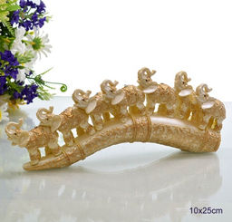 Статуэтка Слоны на бивне L-25 см / 7048 /уп 72/ бежевый