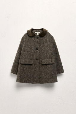 2-5 YEARS / LIMITED EDITION VELVET PETER PAN COLLAR COAT WITH WOOL