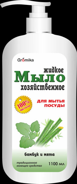 АРОМИКА "ХОЗЯЙСТВЕННОЕ" ж/м 72% для посуды "Бамбук, Мята" (Дозатор -1100мл).12