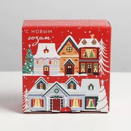 Цена за 2 шт. Коробка подарочная новогодняя складная «С Новым годом», 15×15×7 см