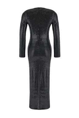 Gri Vucuda Oturan Payet Midi Astars?z Party Elbise TPRAW26EL00123