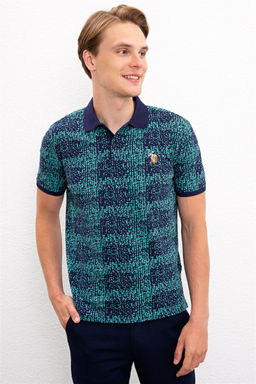 Мужская темно-синяя футболка с воротником-поло