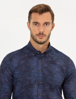 Lacivert Slim Fit Uzun Kollu G_mlek