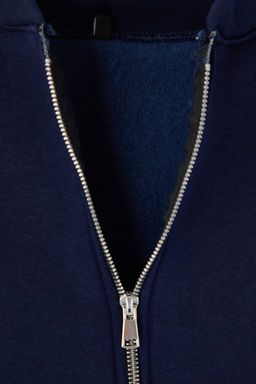 Lacivert Fermuarl? Oversize/Genis Kal?p Kal?n Ici Polarl? Orme Sweatshirt TWOAW25SW00122