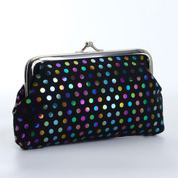 Косметичка женская на фермуаре, маленькая, с принтом Перламутровый горох, чёрная