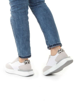 03-YG497-1 WHITE/GREY Кроссовки женские (натуральная кожа)