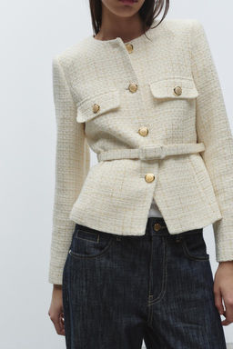 BELTED WOVEN JACKET - Zara фото 3