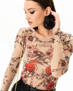 Лонгслив из сетки с круглым вырезом 457.4 - Sahar art lab фото 4