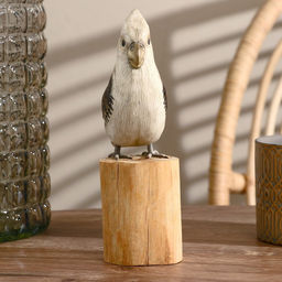 Сувенир дерево "Попугай" белый 22 см