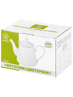Чайник 900 мл 23*13*16,5 см "Веточки-цветочки", фарфор