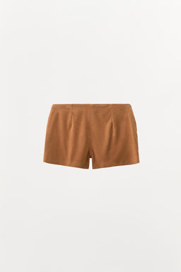 100% SUEDE LEATHER SHORTS WITH TIES - Zara фото 6