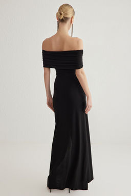 TRENDYOLMILLA Fusya Vucuda Oturan Carmen Yaka Orme Uzun S?k Abiye Elbise TPRSS25AE00029 фото 5