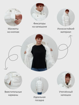 Куртка зимняя женская с капюшоном модная белого цвета 7341Bl - Visdeer фото 20
