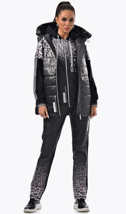 Толстовка из футера комбинированного с принтованной плащевой тканью