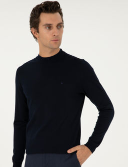 Темно-синий базовый свитер узкого кроя - Cacharel фото 3