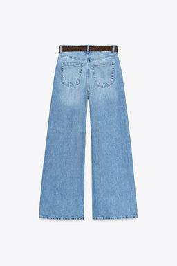 Z1975 HIGH-WAIST WIDE-LEG FULL-LENGTH JEANS WITH BELT - Zara фото 7