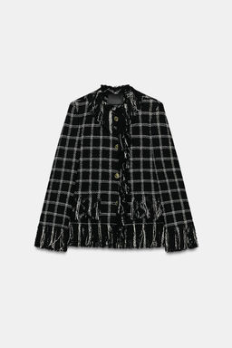 CHAQUETA CUADROS FLECOS ZW COLLECTION / Negro / Blanco - Zara фото 3