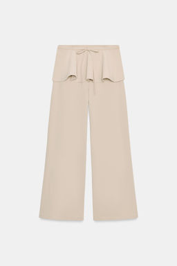 PANTAL?N ANCHO VOLANTE CINTURA / Beige - Zara фото 5