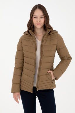 Женское пальто цвета хаки