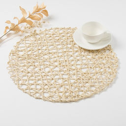 Салфетка сервировочная Доляна Трава, цв.бежевый, d 38 см