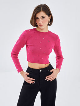 Bisiklet Yaka Crop Kad?n Triko Kazak