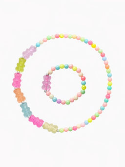 Цена за 2 шт. Набор детский «Выбражулька» 2 предмета: бусы, браслет, мармеладные мишки, d=5 см цветной