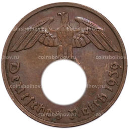 Монета 2 рейхспфеннига 1939 года G Германия