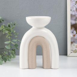 Подсвечник керамика на 1 свечу «Медуза», песочно-белый, 13.5×8.7×18 см