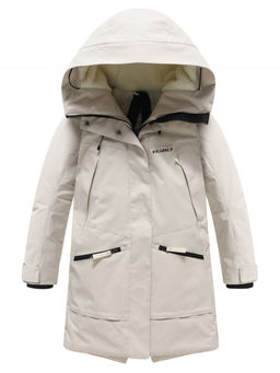 Парка зимняя подростковая для девочки с капюшоном бежевого цвета 9538B - Valianly фото 8