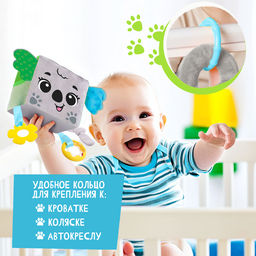 Развивающая игрушка «Кубик: Коала», с прорезывателем для зубов, шуршит и звенит