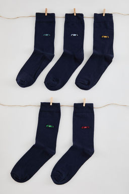 TRENDYOL MAN Lacivert Unisex 5li Paket Araba Nak?sl? Pamuklu Soket-Uzun Boy Corap TMNAW25CO00020 - Trendyolmilla фото 2