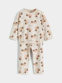 Bisiklet Yaka Bask?l? Erkek Bebek Pijama Tak?m?