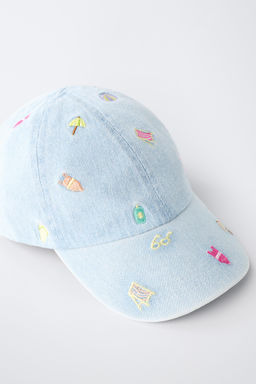 GORRA DENIM BORDADOS VERANO / Azul claro