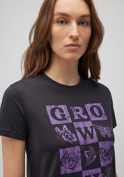 Kelebek Bask?l? Antrasit Tisort - Mavi фото 5