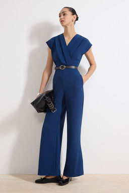 Petrol Kemerli Kruvaze Yaka Maxi Tulum Tulum TWOSS21TU0004