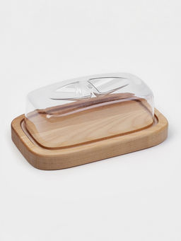 Маслёнка - сырница деревянная с крышкой Adelica, 17×11×6.5 см, берёза