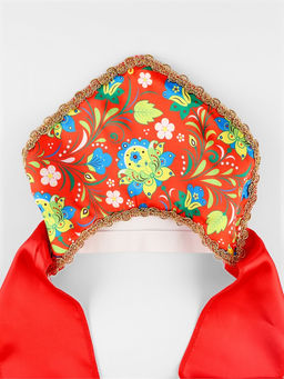 Кокошник карнавальный Народные узоры, красный