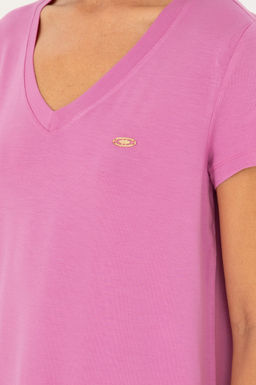 U. S. Polo Assn / Женская фиолетовая базовая футболка с v-образным вырезом - U.s. polo assn фото 14