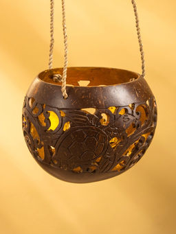 Подсвечник подвесной из кокоса, 9-12 см, коричневый