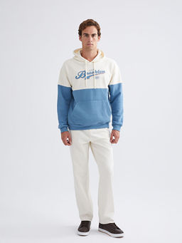 Uzun Kollu Bask?l? Erkek Hoodie