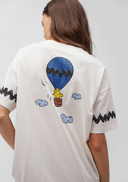 Snoopy Bask?l? Beyaz Tisort