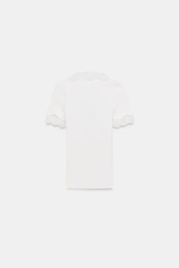 RIBBED LACE T-SHIRT - Zara фото 5