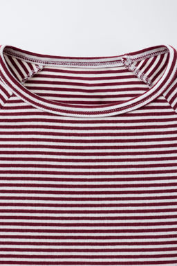 CAMISETA MANGA RANGL?N CON MODAL RAYAS / Blanco / Rojo - Zara фото 3