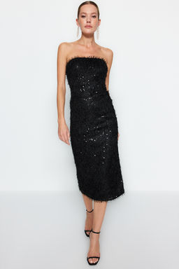 TRENDYOLMILLA Siyah Sacakl? Payet S?k Abiye Elbise TPRAW24EL00277  фото 4