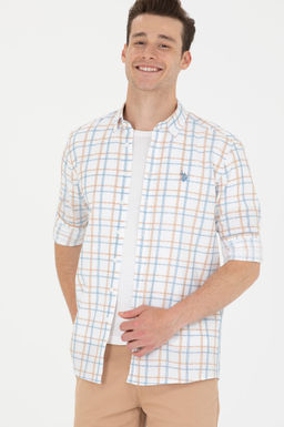 U. S. Polo Assn Мужская рубашка в клетку цвета экрю