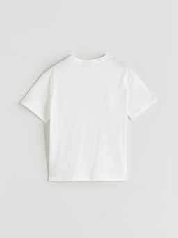 Bisiklet Yaka Stitch Bask?l? K?z ?ocuk Ti??rt