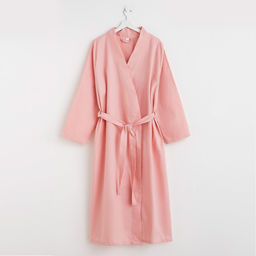 Халат вафельный женский удлинённый Экономь и Я размер 54-56, цвет пудра, 100% хлопок, 200 г/м²