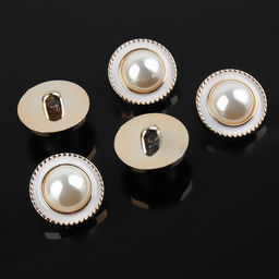 Набор пуговиц на ножке, d = 21.5 мм, 5 шт, цвет жемчужный/золотой