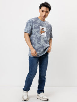 Футболка мужская серая с принтом серый под варку 111785