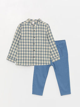 Ekose Desenli Uzun Kollu Erkek Bebek G?mlek ve Pantolon 2li Tak?m